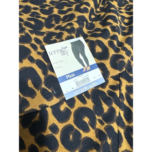 Terra‎ & Sky High Rise Fitted Leggings Plus Size 5X(32W-34W) Cheetah Print NEW - Picture 9 of 10